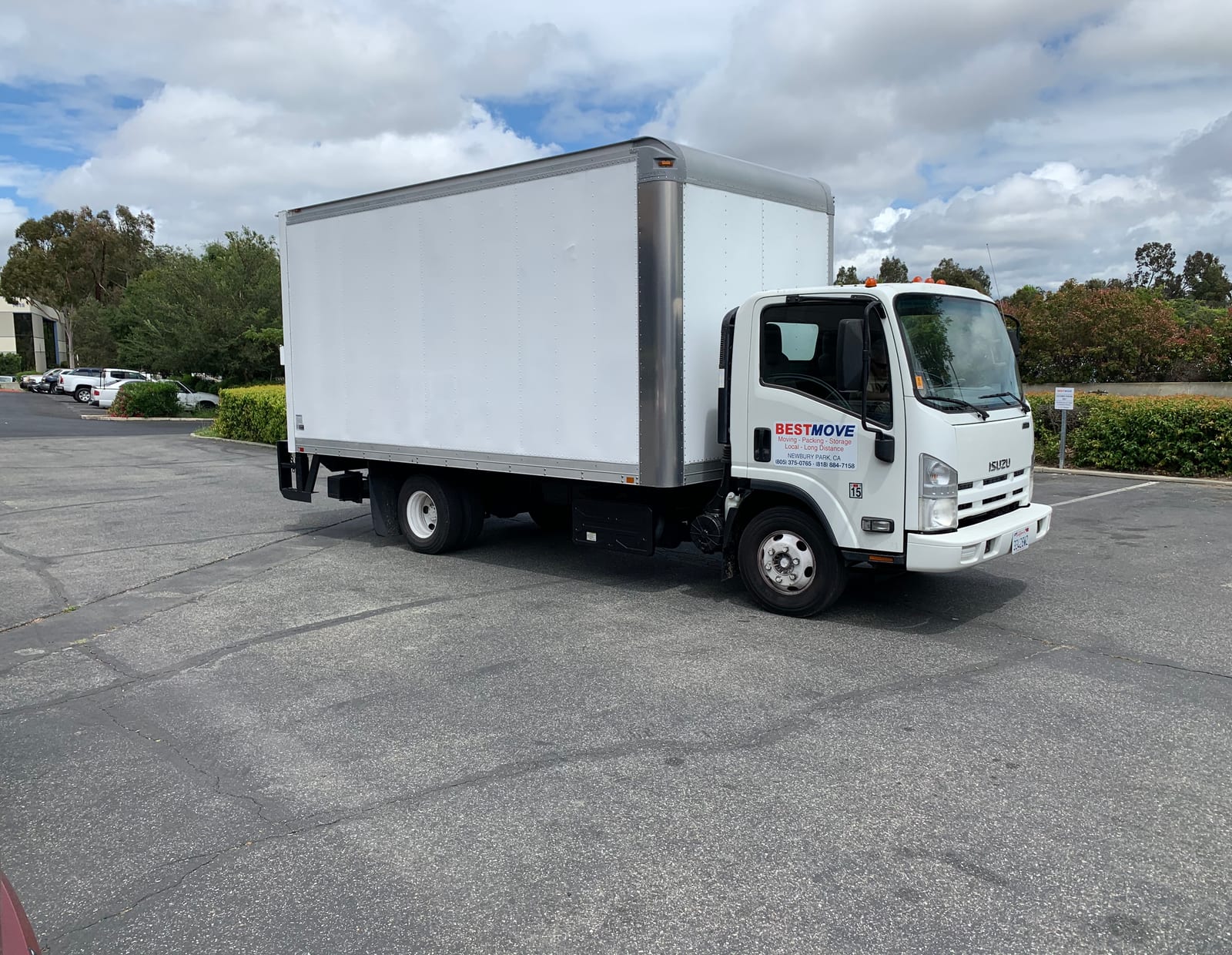 One of the smaller BEST MOVE box trucks, the size used on streets a full-size truck cannot turn